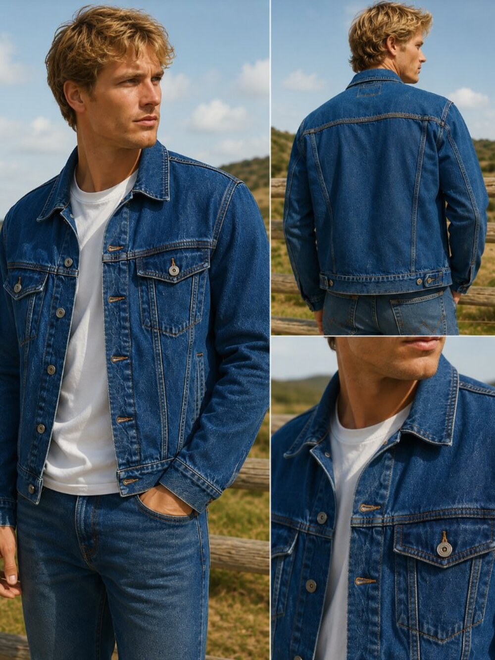 Vintage Wrangler Hero Denim Jacket Men’s XL Blue Trucker Western Cowboy Biker